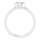 Rhodium-Plated Sterling Silver 5.5 mm Natural White Sapphire Ring