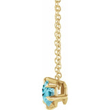 14K Yellow Gold 6 mm Natural Blue Zircon Solitaire 16-18