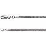 Rhodium-Plated Sterling Silver 1.5 mm Snake 16" Chain