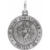 14K White 18 mm St. Christopher Medal