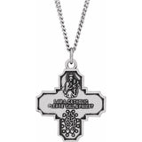 Sterling Silver 30x29 mm Four-Way Cross Medal 24" Necklace