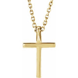 14K Yellow .06 CTW Natural Diamond Petite Cross 16" Necklace