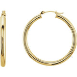 14K Yellow 35 mm Tube Hoop Earrings