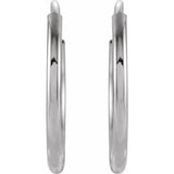 14K White Endless Tube 12 mm Hoop Earring