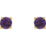 14K Yellow 4 mm Natural Amethyst Stud Earrings