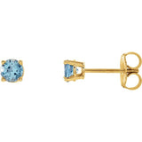 14K Yellow 4 mm Natural Aquamarine Earrings
