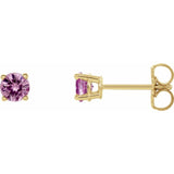 14K Yellow 4 mm Natural Pink Sapphire Stud Earrings