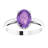 14K White Natural Amethyst Ring