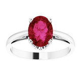 14K White Lab-Grown Ruby Ring