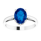 14K White Lab-Grown Blue Sapphire Ring