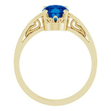 14K Yellow Lab-Grown Blue Sapphire Ring