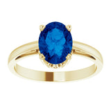 14K Yellow Lab-Grown Blue Sapphire Ring