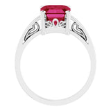 14K White Lab-Grown Ruby Scroll Setting® Ring