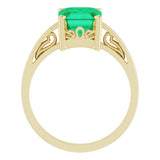 14K Yellow Lab-Grown Emerald Scroll Setting® Ring