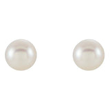 14K Yellow Cultured White Freshwater Pearl Earrings