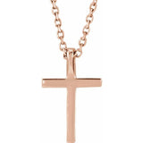 14K Rose Natural Amethyst Petite Cross 16" Necklace