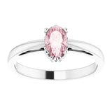 14K White Natural Pink Morganite Ring