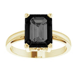 14K Yellow Natural Onyx Scroll Setting® Ring