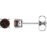 14K White 4 mm Natural Smoky Quartz Stud Earrings