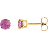 14K Yellow 4 mm Natural Pink Tourmaline Stud Earrings