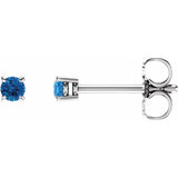 14K White 2.5 mm Natural Swiss Blue Topaz Stud Earrings