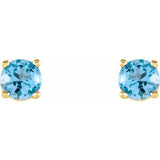 14K Yellow 4 mm Natural Sky Blue Topaz Earrings