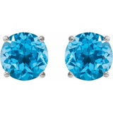 14K White 5 mm Natural Swiss Blue Topaz Stud Earrings