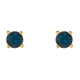 14K Yellow 4 mm Natural London Blue Topaz Stud Earrings