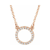 14K Rose .08 CTW Natural Diamond Circle 16" Necklace