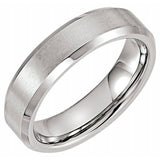 Tungsten 6 mm Satin & Polished Beveled-Edge Band Size 11