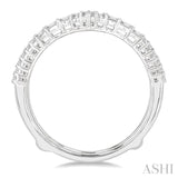 1/3 ctw Chevron Baguette and Round Cut Diamond Insert Ring in 14K White Gold