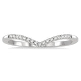 1/10 Ctw Chevron Round Cut Diamond Petite Ring in 14K White Gold