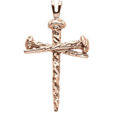 18K Rose 26x18.2 mm Nail Design Cross Pendant