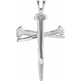 14K X1 White 26x18.2 mm Nail Design Cross Pendant