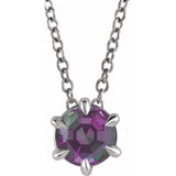 Platinum 4 mm Lab-Grown Alexandrite Solitaire 16-18" Necklace