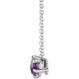 Platinum 4 mm Lab-Grown Alexandrite Solitaire 16-18" Necklace