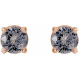 14K Rose 3 mm Natural Gray Spinel Stud Earrings
