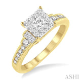 5/8 Ctw Diamond Lovebright Engagement Ring in 14K Yellow and White Gold