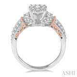 3/4 Ctw Round Diamond Lovebright Ring in 14K White and Rose Gold