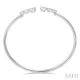 3/4 Ctw Circular End Mount Lovebright Round Cut Diamond Cuff Bangle in 14K White Gold