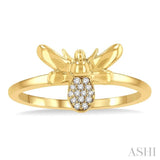 1/20 ctw Bumble Bee Round Cut Diamond Petite Fashion Ring in 10K Yellow Gold