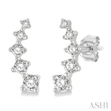 1/10 Ctw Round Cut Diamond Petite Fashion Climbers in 10K White Gold