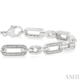 1/6 Ctw Round Cut Diamond Paperclip Bracelet in Sterling Silver