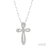 1/2 ctw Latin Cross Round Cut Diamond Pendant With Chain in 14K White Gold