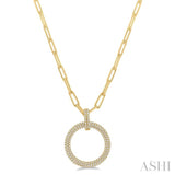 1/2 ctw Circle Of Love Round Cut Diamond Pendant With Chain in 14K Yellow Gold