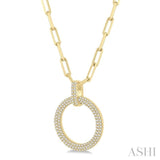 1/2 ctw Circle Of Love Round Cut Diamond Pendant With Chain in 14K Yellow Gold