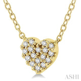 1/10 ctw Heart Charm Round Cut Diamond Petite Fashion Pendant With Chain in 10K Yellow Gold