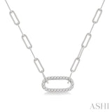 1/4 ctw Paper Clip Round Cut Diamond Necklace in 14K White Gold