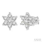1/6 ctw Floral Round Cut Diamond Petite Fashion Earring in 10K White Gold