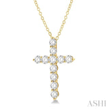 3 Ctw Latin Cross Round Cut Diamond Pendant With Chain in 14K Yellow Gold